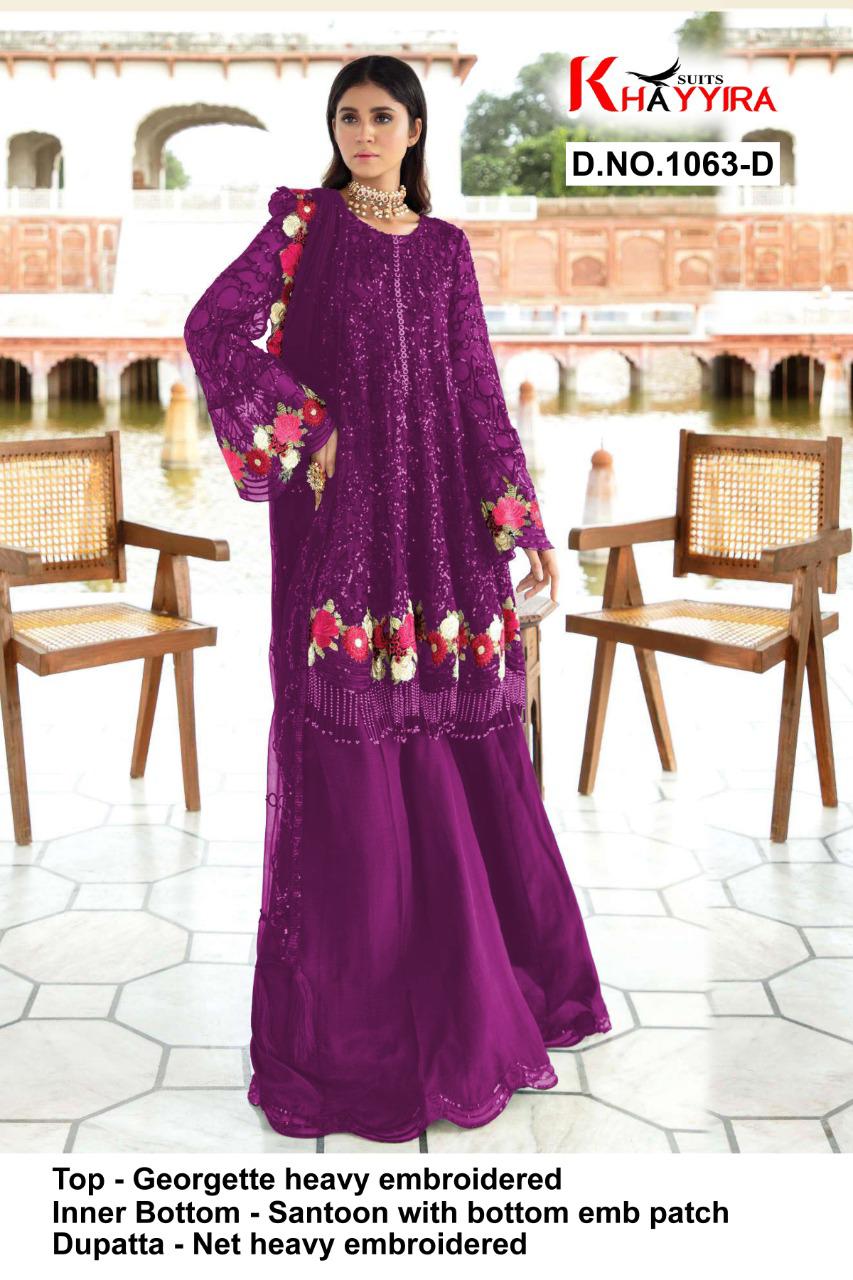 PAKISTANI SUITS D NO 1063D BY KHAYYIRA